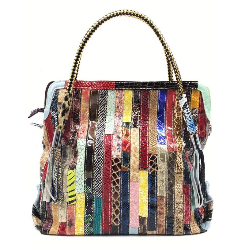 Leather Handbag Manufacturer - Real Cowhide Snake Pattern Tote Bag