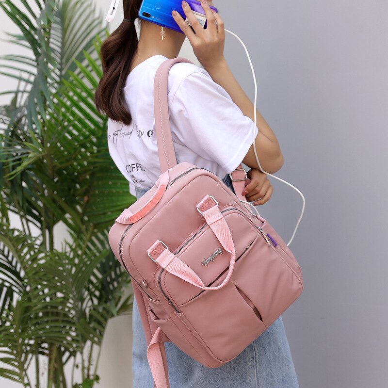 Women Backpack Supplier - Top-handle USB Charging Casual Student School Bag
