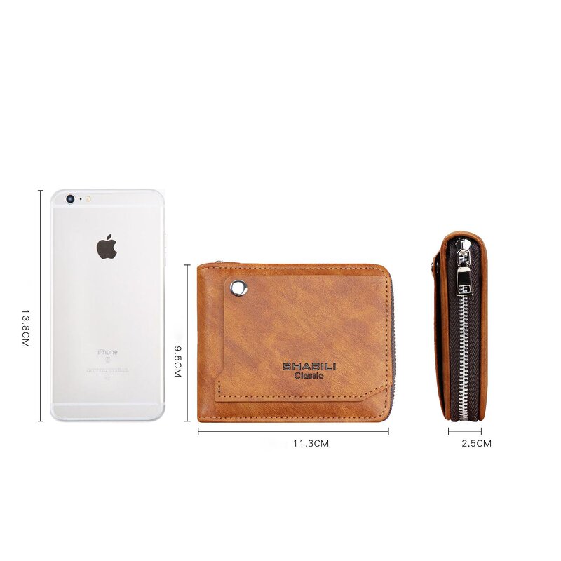 Leather Wallet Manufacturer - Classic Men's Zipper Closure Student Purse