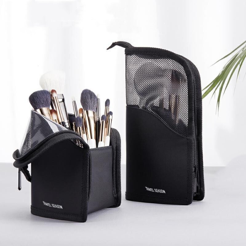 Makeup Bag Manufacturer - Clear Zipper Travel Makeup Brush Organizer Bag