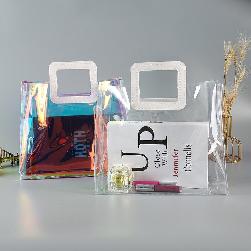 PVC Bag Manufacturer - Custom Holographic Laser Clear Plastic Shopping Tote