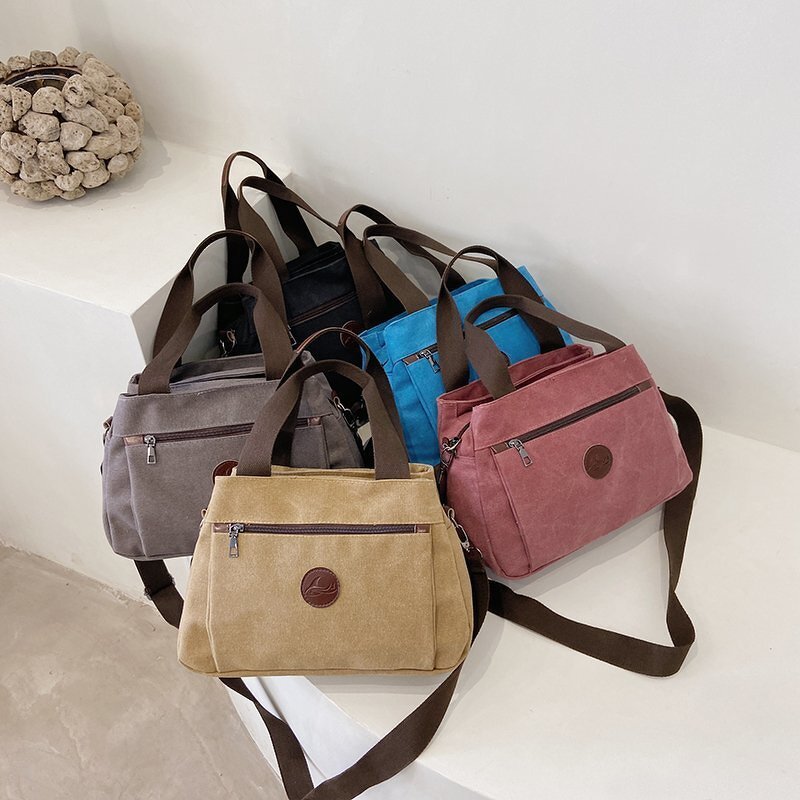Shoulder Bag Factory - Vintage Canvas Multiple Pocket Large Capacity Mommy Bag