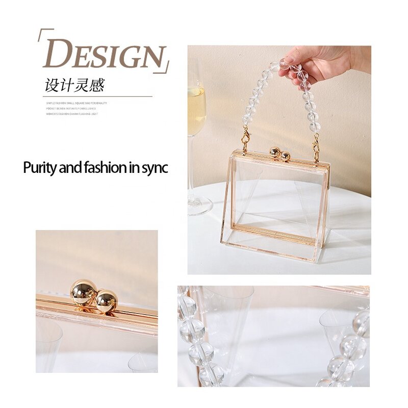 Acrylic Clutch Bag Factory - Small Wedding Clear Evening Purse with Chain