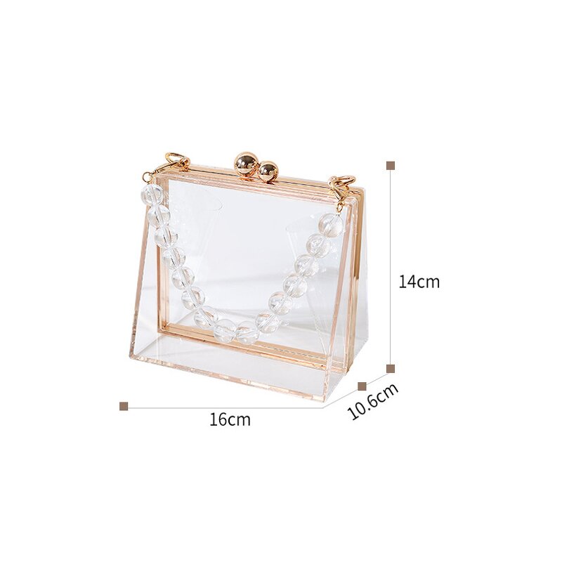 Acrylic Clutch Bag Factory - Small Wedding Clear Evening Purse with Chain