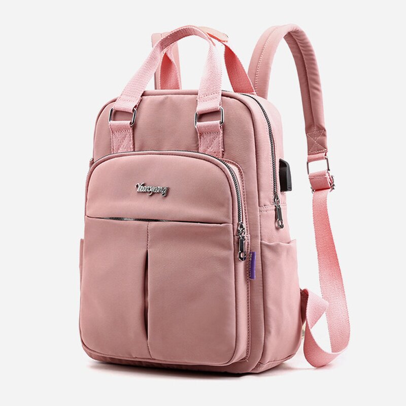 Women Backpack Supplier - Top-handle USB Charging Casual Student School Bag