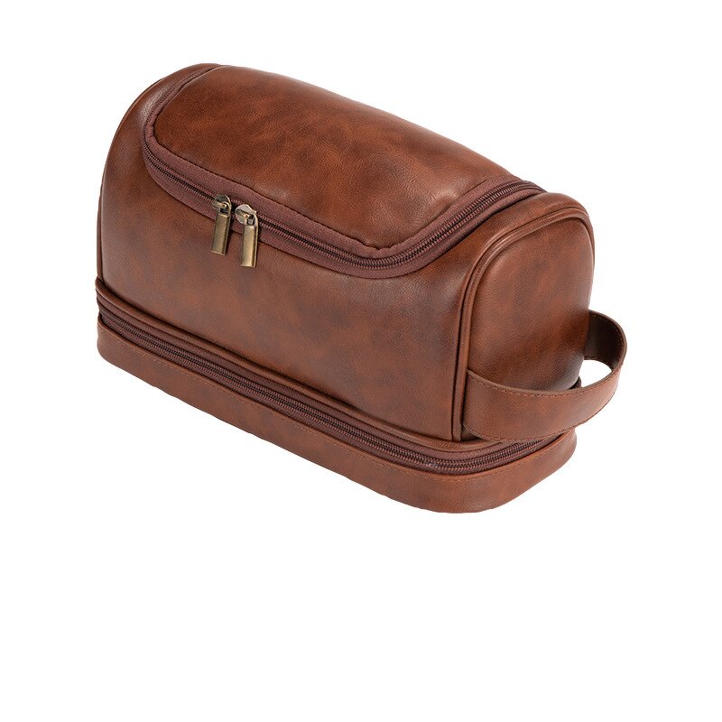 Makeup Bag Supplier - Vintage PU Leather Portable Waterproof Travel Toiletry Bag