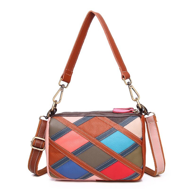 Leather Handbag Supplier - New Colorful Lattice Small Genuine Leather Bag