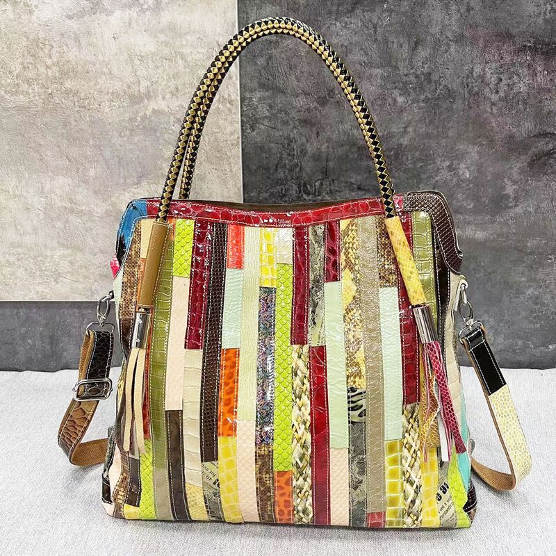 Leather Handbag Manufacturer - Real Cowhide Snake Pattern Tote Bag