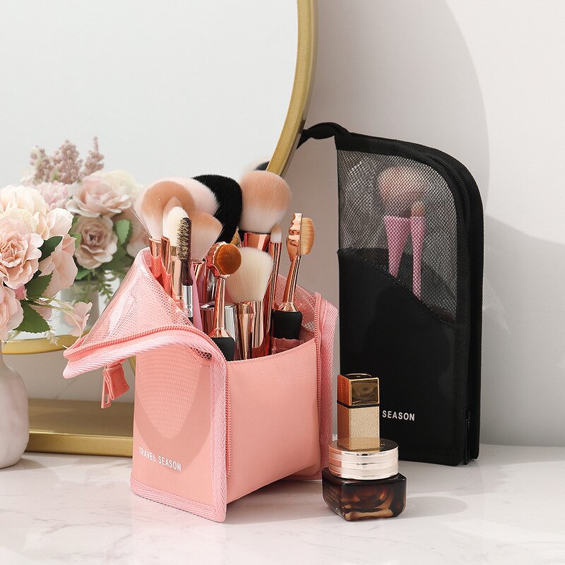 Makeup Bag Manufacturer - Clear Zipper Travel Makeup Brush Organizer Bag