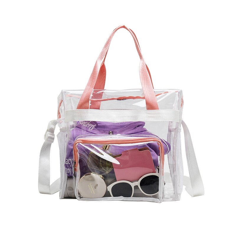 PVC Tote Bag Supplier - Clear Branded Mesh Transparent Shoulder Handbag