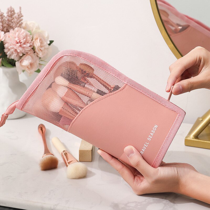 Makeup Bag Manufacturer - Clear Zipper Travel Makeup Brush Organizer Bag
