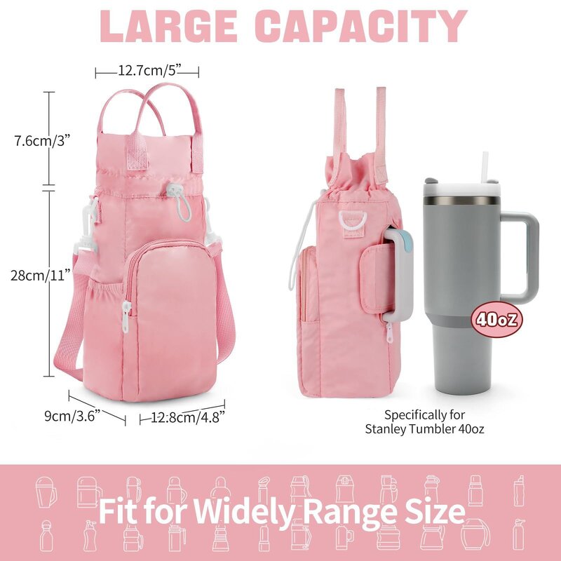 Water Bottle Sling Bag Manufacturer - Polyester Drawstring Insulated Sport Cup Bag