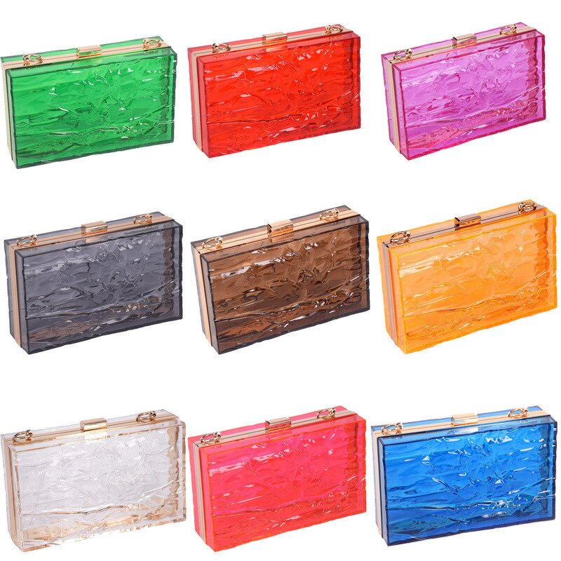 Acrylic Clutch Bag Manufacturer - Ice Crack Design Transparent Evening Purse