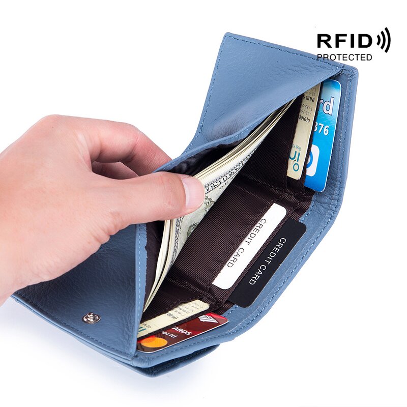 Card Holder Supplier - RFID Blocking Small Genuine Leather Wallet