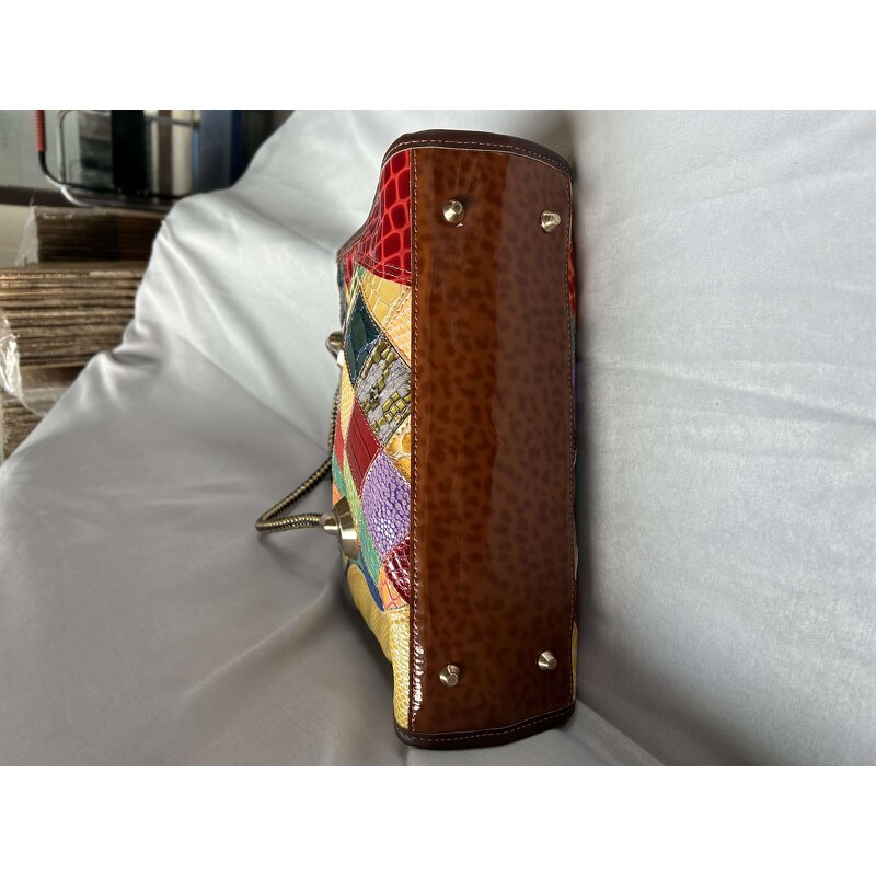 Leather Handbag Supplier - Vintage Patchwork Genuine Cowhide Tote Bag