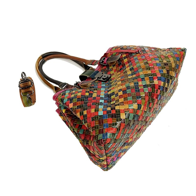 Leather Handbag Factory - Vintage Soft Sheepskin Woven Designer Bag