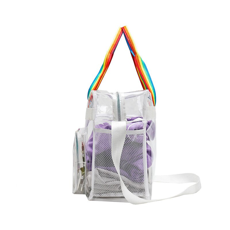 PVC Tote Bag Supplier - Clear Branded Mesh Transparent Shoulder Handbag