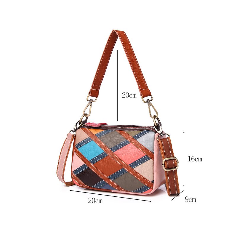 Leather Handbag Supplier - New Colorful Lattice Small Genuine Leather Bag