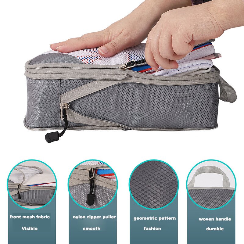 Packing Cubes Set Manufacturer - 4pcs Nylon Visible Compression Travel Organizer
