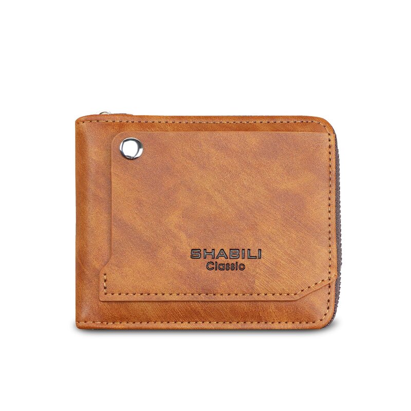 Leather Wallet Manufacturer - Classic Men's Zipper Closure Student Purse