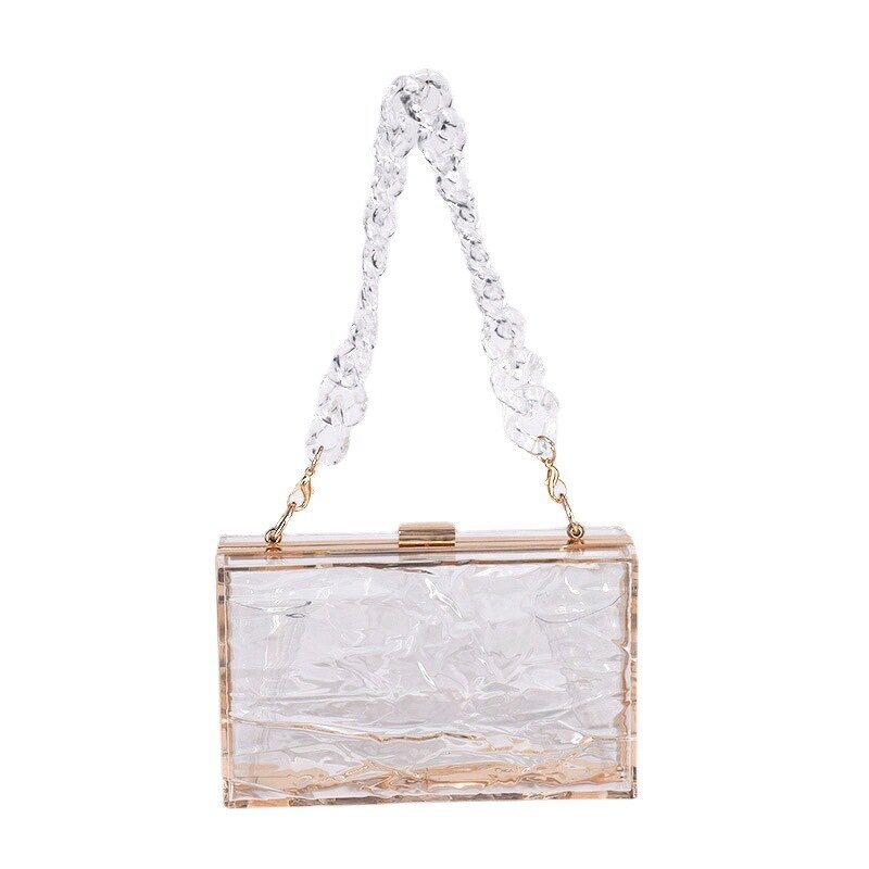 Acrylic Clutch Bag Manufacturer - Ice Crack Design Transparent Evening Purse