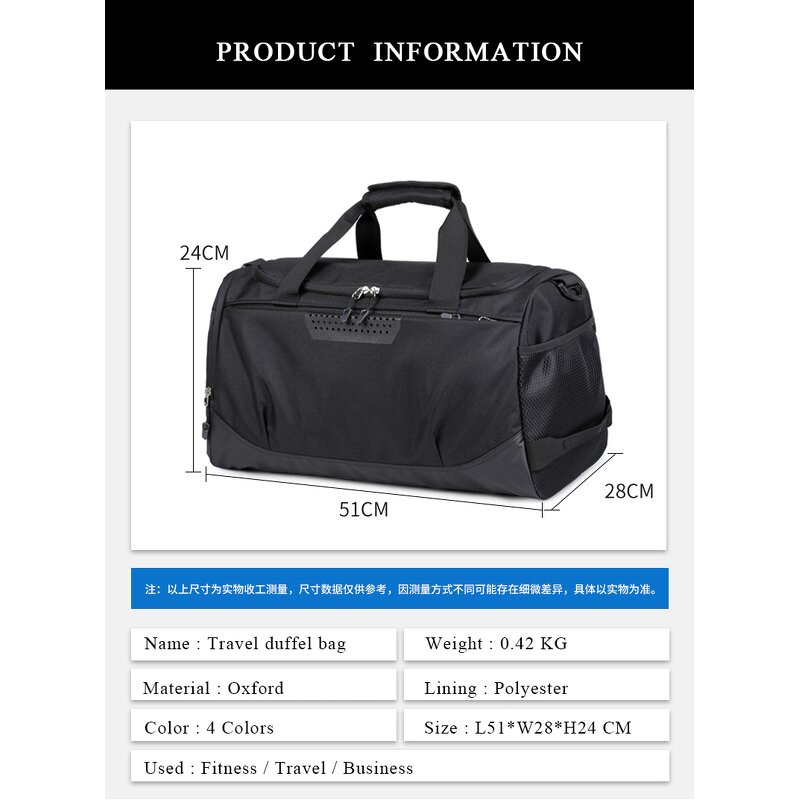 Gym Bag Supplier - with Shoes Compartment Wet Dry Separation Sport Bag