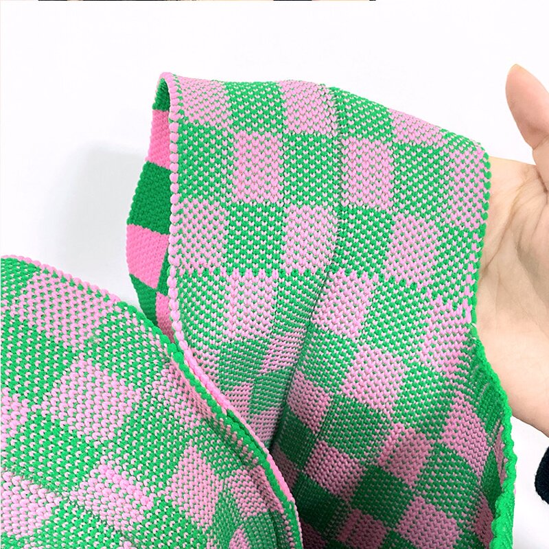 Knit Tote Bag Manufacturer - OEM Chunky Lattice Design Polyester Bag