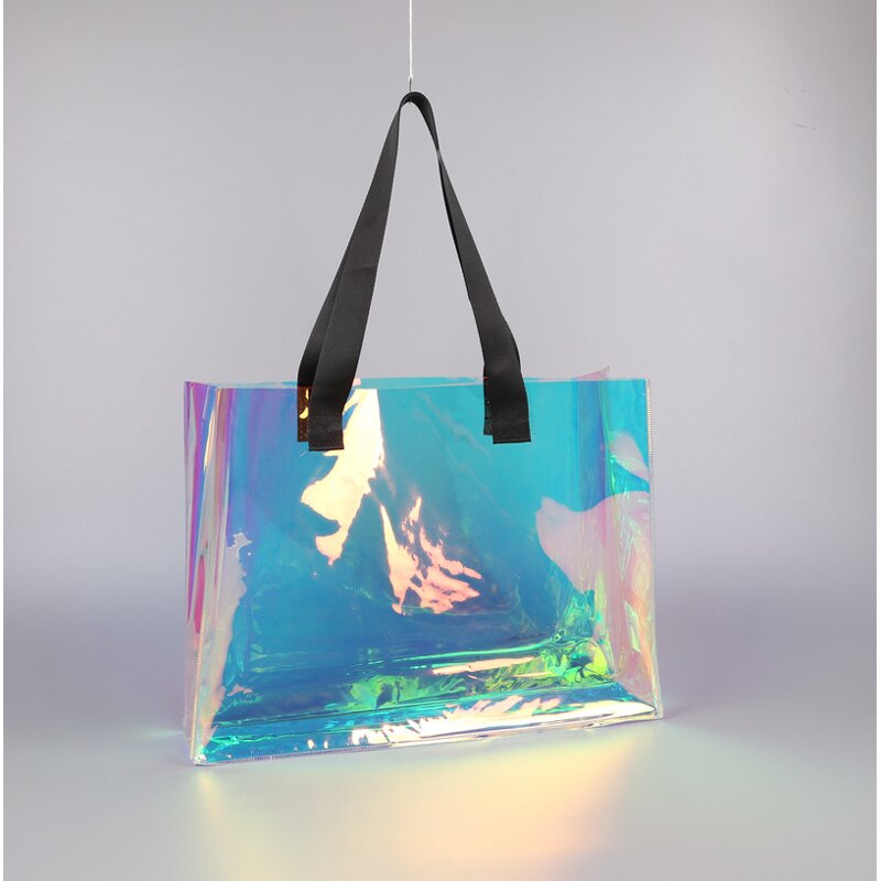 PVC Gift Bag Supplier - Custom Clear Laser Holographic Beach Tote Bag