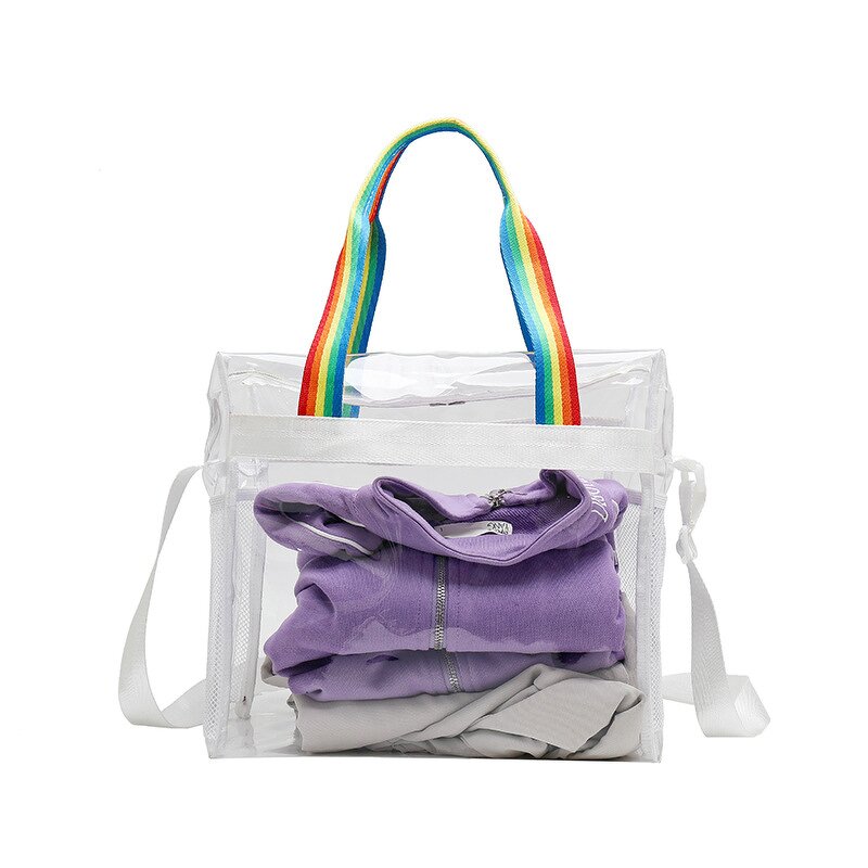 PVC Tote Bag Supplier - Clear Branded Mesh Transparent Shoulder Handbag