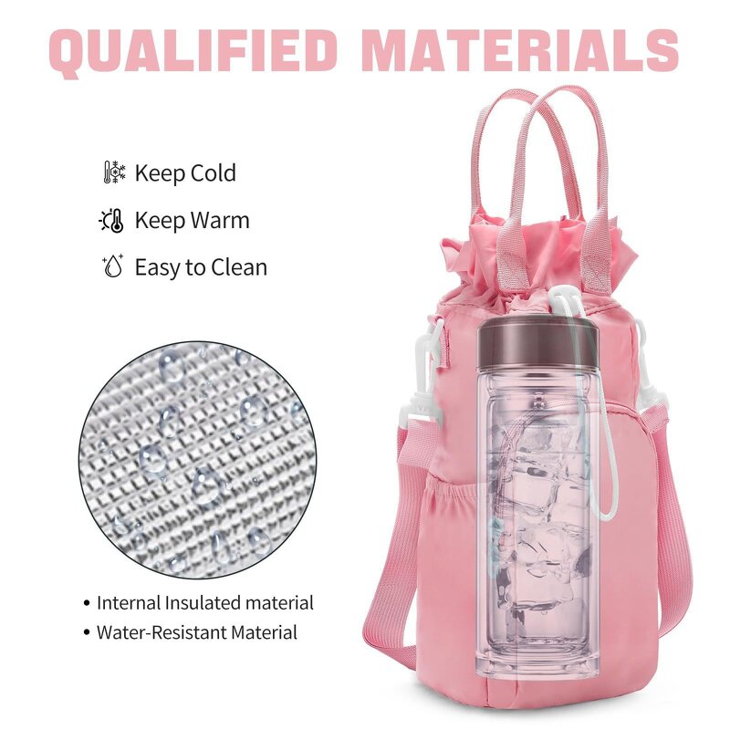 Water Bottle Sling Bag Manufacturer - Polyester Drawstring Insulated Sport Cup Bag