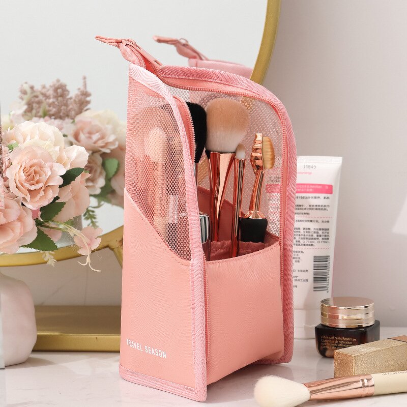 Makeup Bag Manufacturer - Clear Zipper Travel Makeup Brush Organizer Bag