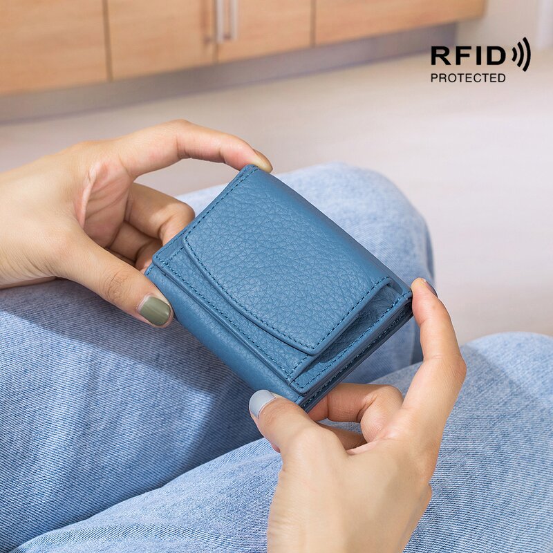 Leather Wallet Manufacturer - Genuine Leather Mini RFID Coin Purse for Women