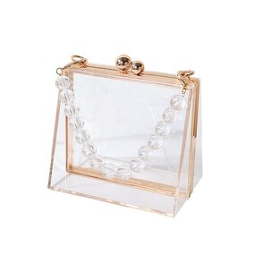 Acrylic Clutch Bag Factory - Small Wedding Clear Evening Purse with Chain