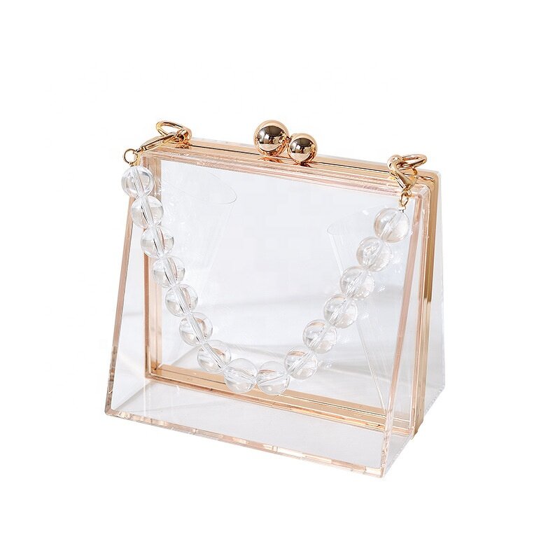 Acrylic Clutch Bag Factory - Small Wedding Clear Evening Purse with Chain