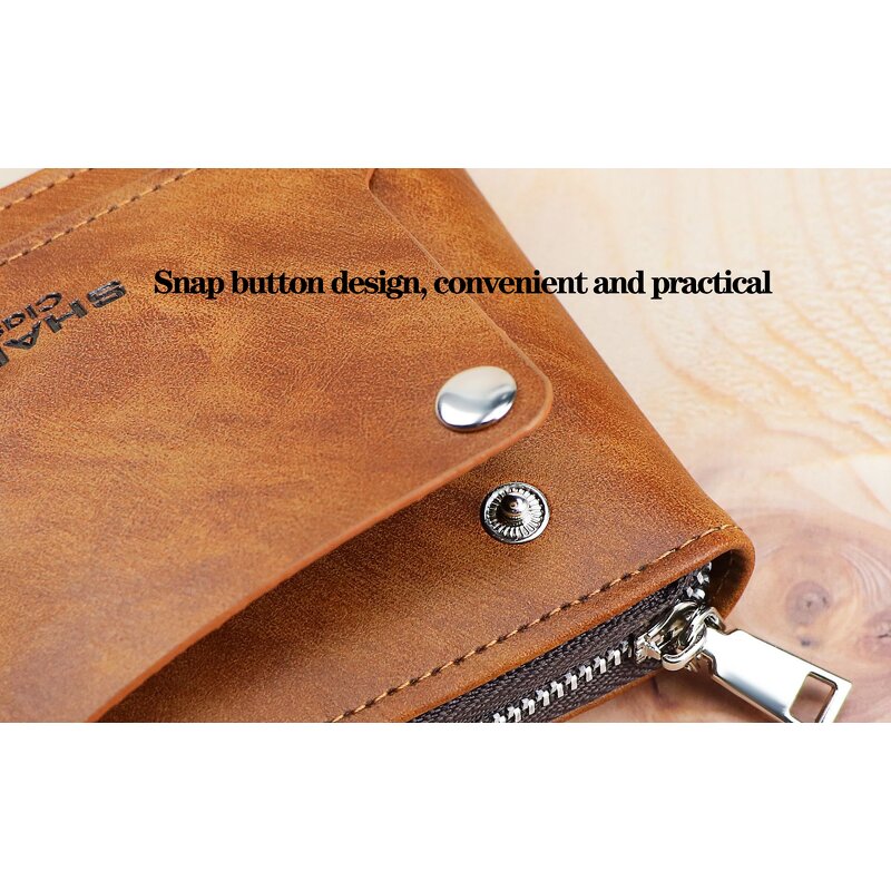 Leather Wallet Manufacturer - Classic Men's Zipper Closure Student Purse