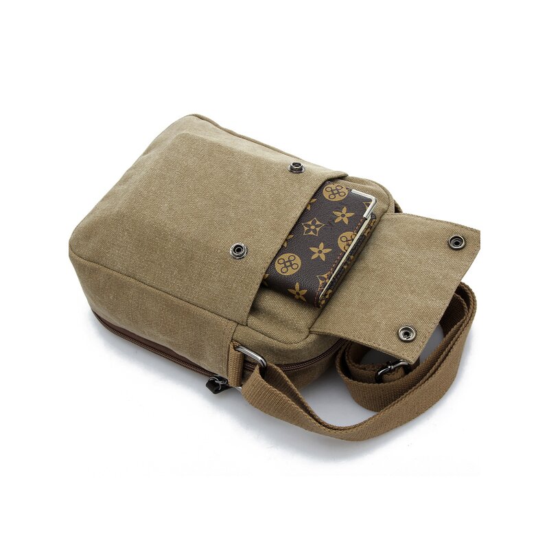 Crossbody Bag Factory - Men Casual Canvas Small Travel Shoulder Organizer Bag