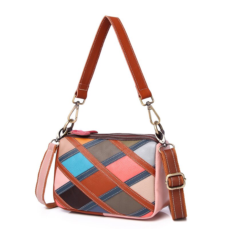 Leather Handbag Supplier - New Colorful Lattice Small Genuine Leather Bag
