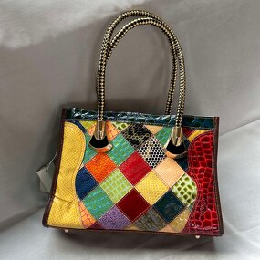 Leather Handbag Supplier - Vintage Patchwork Genuine Cowhide Tote Bag
