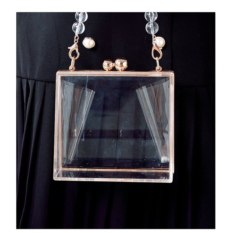 Acrylic Clutch Bag Factory - Small Wedding Clear Evening Purse with Chain