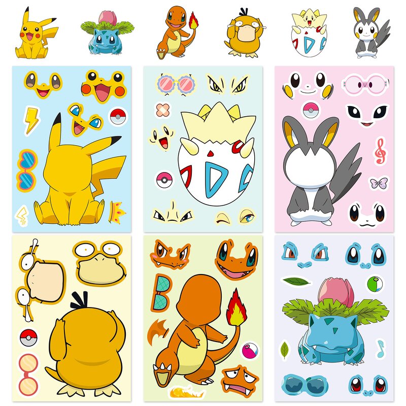 Pokemon Sticker Set Manufacturer - OEM/ODM Custom 6 Sheets DIY Puzzle Waterproof