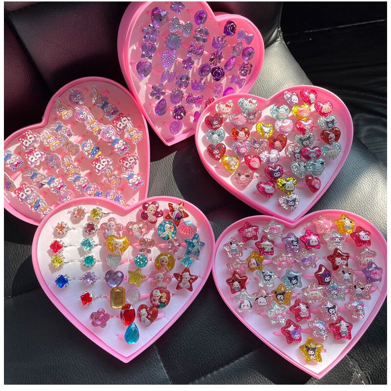 Sanrio Ring Set Manufacturer - OEM/ODM Custom 36 Pcs Cute Girl Gem Jewelry