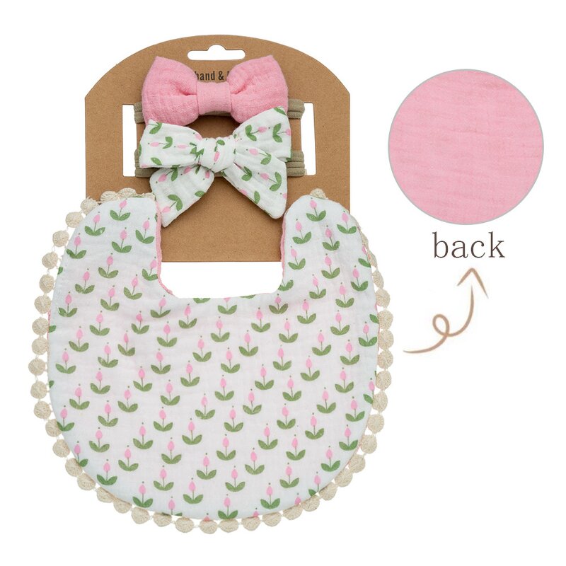 Baby Bib Set Manufacturer - OEM/ODM Custom Dotted Floral Linen Cotton