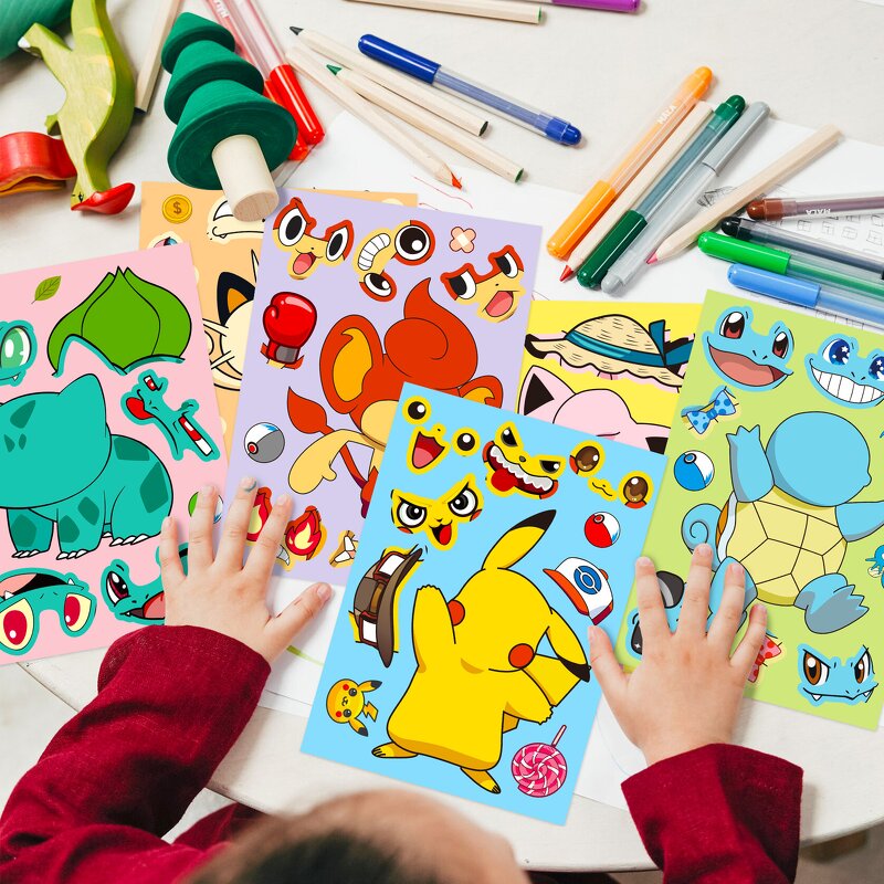 Pokemon Sticker Set Manufacturer - OEM/ODM Custom 6 Sheets DIY Puzzle Waterproof