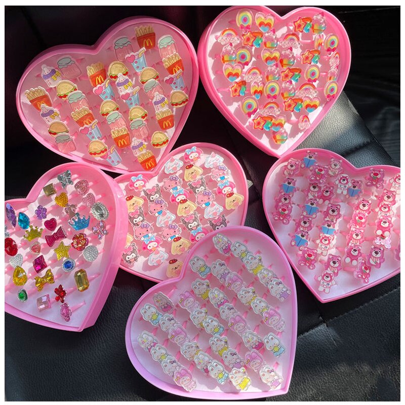 Sanrio Ring Set Manufacturer - OEM/ODM Custom 36 Pcs Cute Girl Gem Jewelry