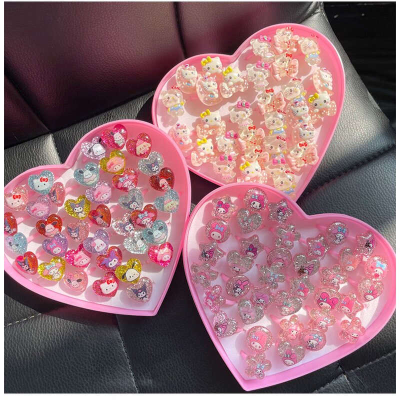 Sanrio Ring Set Manufacturer - OEM/ODM Custom 36 Pcs Cute Girl Gem Jewelry