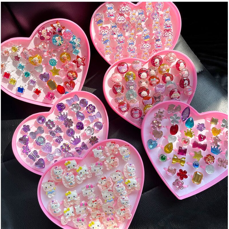 Sanrio Ring Set Manufacturer - OEM/ODM Custom 36 Pcs Cute Girl Gem Jewelry