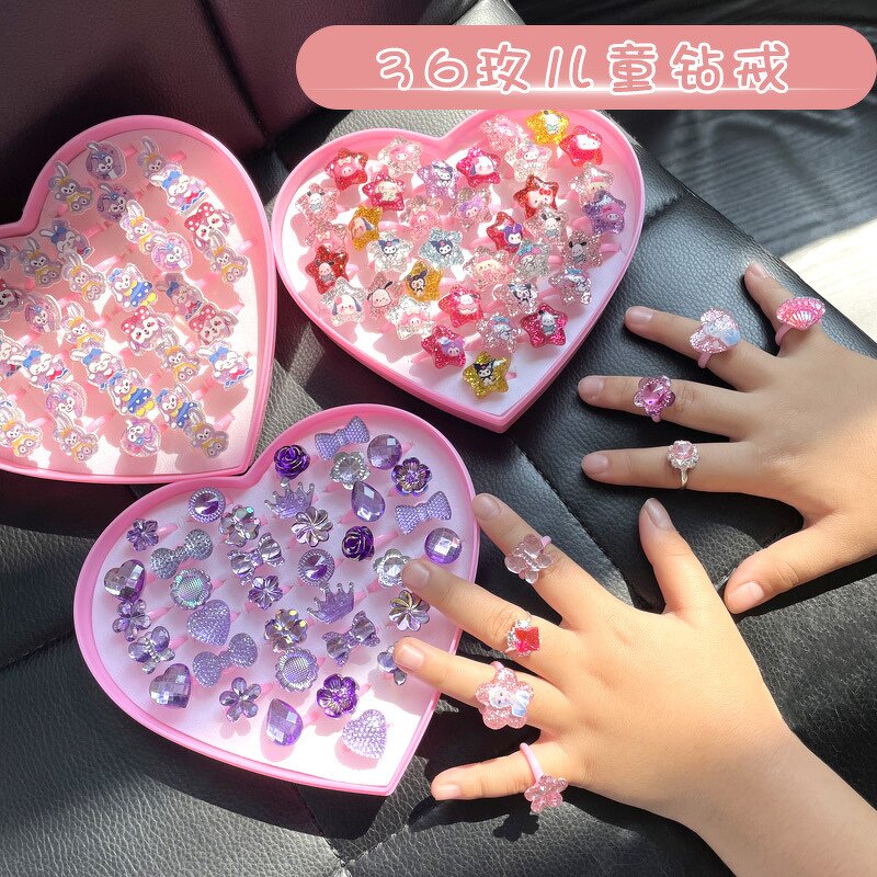 Sanrio Ring Set Manufacturer - OEM/ODM Custom 36 Pcs Cute Girl Gem Jewelry