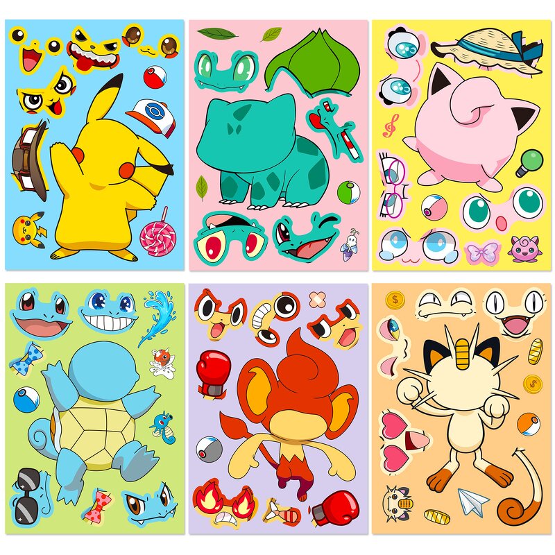 Pokemon Sticker Set Manufacturer - OEM/ODM Custom 6 Sheets DIY Puzzle Waterproof