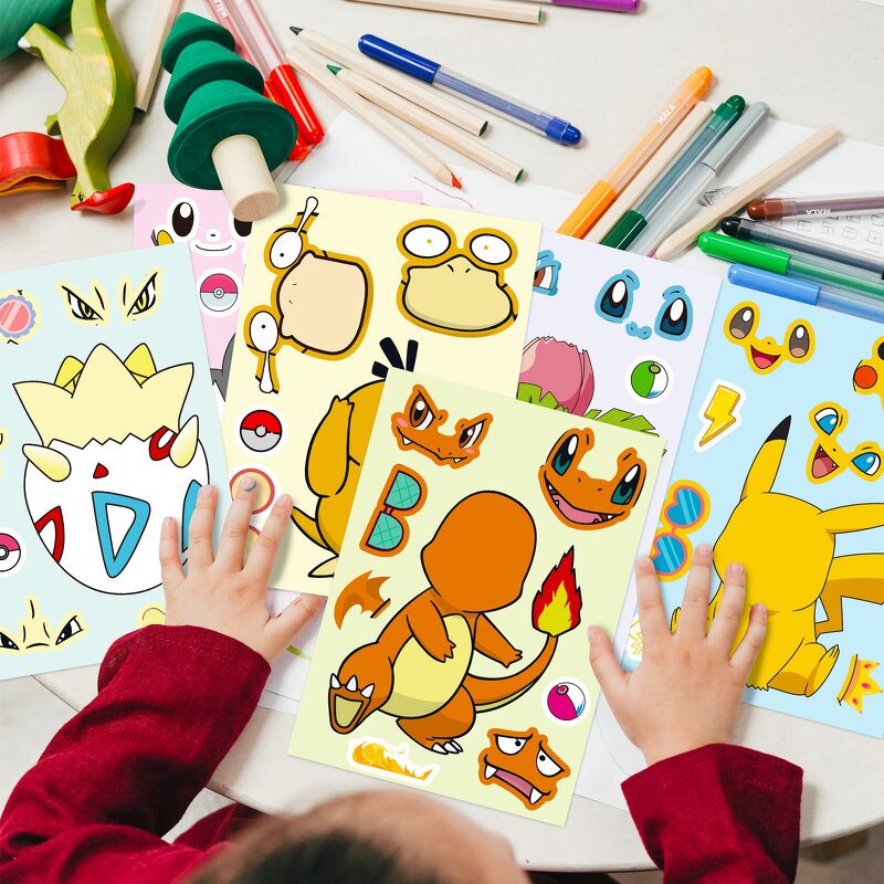 Pokemon Sticker Set Manufacturer - OEM/ODM Custom 6 Sheets DIY Puzzle Waterproof