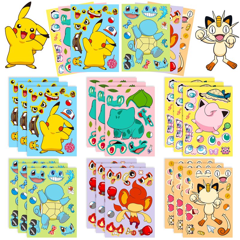 Pokemon Sticker Set Manufacturer - OEM/ODM Custom 6 Sheets DIY Puzzle Waterproof